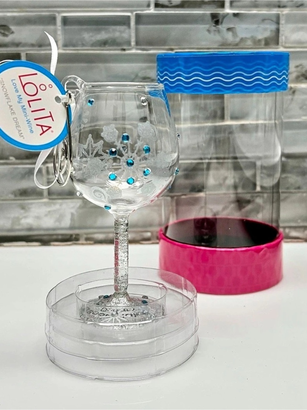 Lolita Love My Mini Wine Glass Ornament Snowflake Dream Christmas Hand Painted